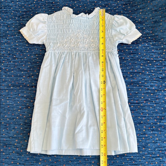 Vintage Polly Flinders Light Blue hand Smocked Kids Dress size 5 - Picture 14 of 15